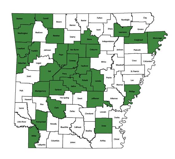 Arkansas School Garden Grant Program Map By County 012522 01 